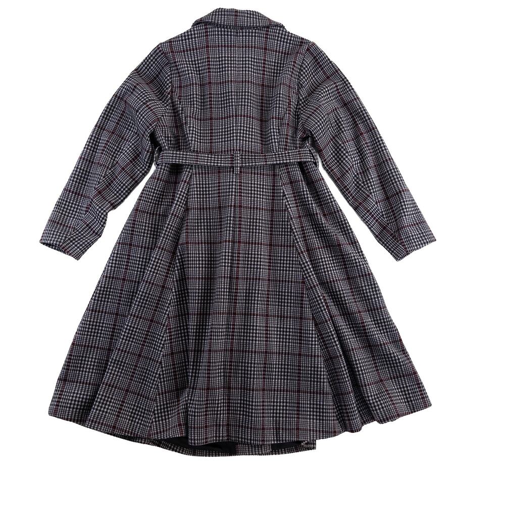 Torrid Plaid Softest Coat Tie Front Women Sz 1 1X 14/16 Gray Red Preppy Classic - Picture 3 of 14